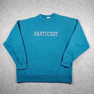 Vintage Signal Sports Nantucket Embroidered Sweatshirt Mens XL Teal Blue 90s USA